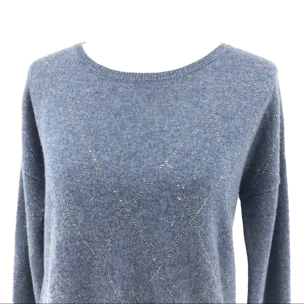Sofia Cashmere Light Blue Long Sleeve Sweater - Picture 2 of 6